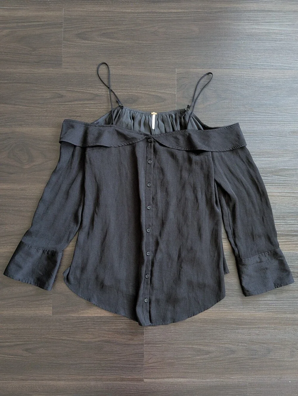 Free People Black Off The Shoulder Top Blouse Top Boho Goth Fall Going Out Small